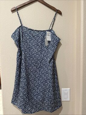 Nordstrom Navy and White Floral Spaghetti Strap Mini Dress